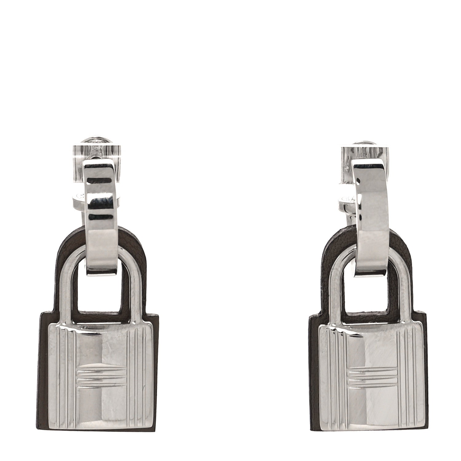 Hermes Palladium Swift O'Kelly Earrings Etoupe 1 of 4