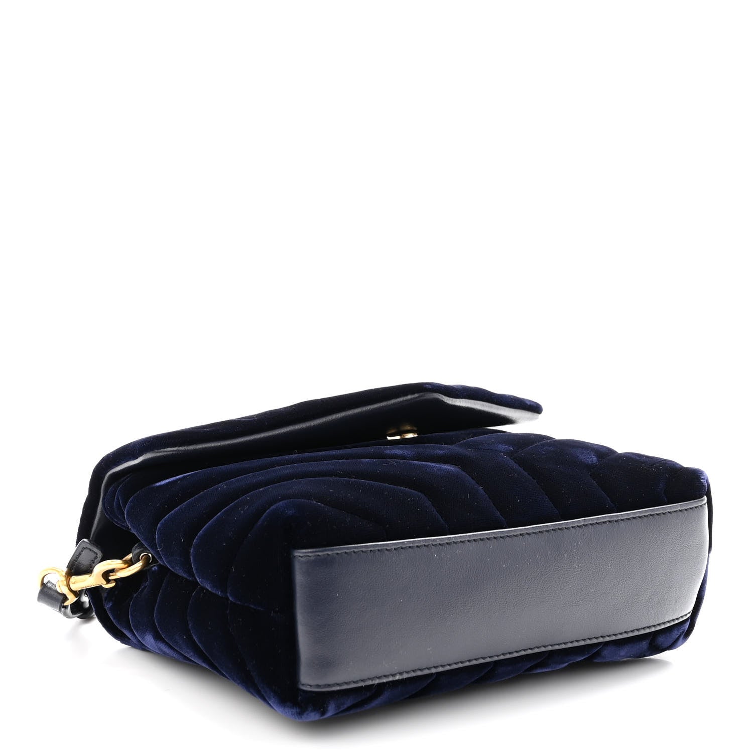 Saint Laurent Velvet Y Quilted Monogram Toy Loulou Crossbody Bag Deep Marine 4 of 9