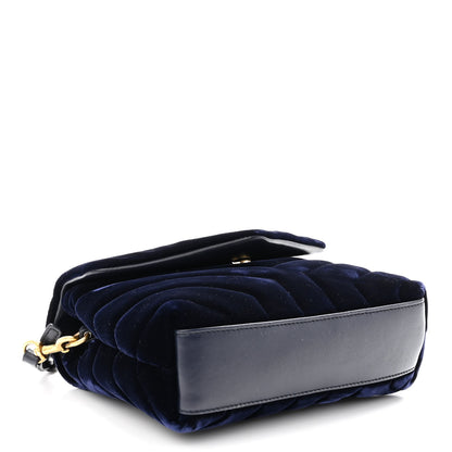 Saint Laurent Velvet Y Quilted Monogram Toy Loulou Crossbody Bag Deep Marine 4 of 9