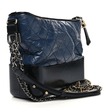 Chanel Aged Calfskin Quilted Medium Gabrielle Hobo Navy Black 3 of 14