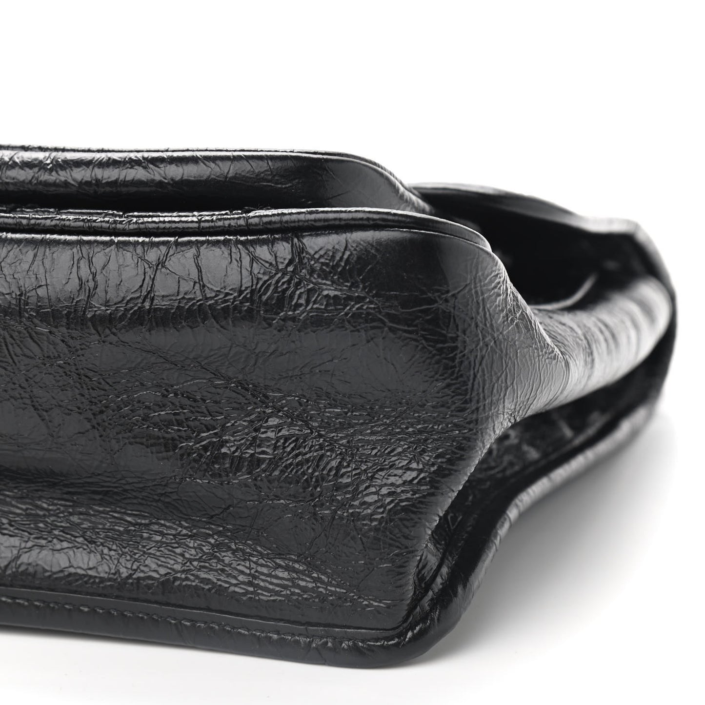 Crinkled Calfskin Matelasse Monogram Medium Niki Chain Satchel Black