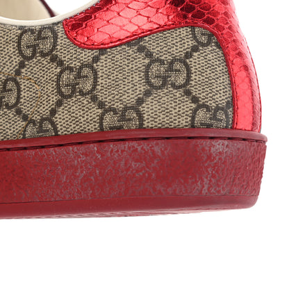 Gucci GG Supreme Monogram Ayers Mens New Ace Low-Top Sneaker 7 Beige Red 20 of 32