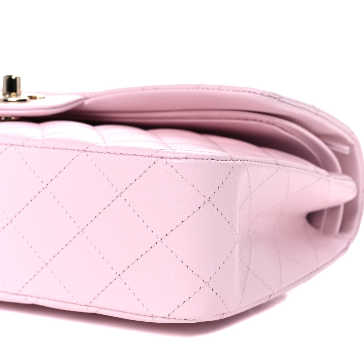 Caviar Quilted Medium Double Flap Light Pink