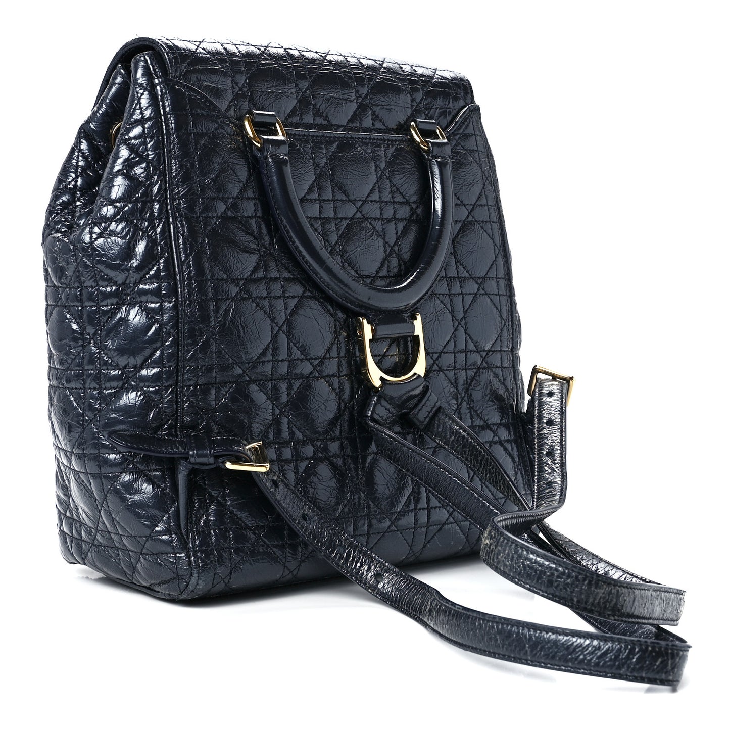 Ceramic Effect Deerskin Cannage Large Stardust Backpack Navy Blue
