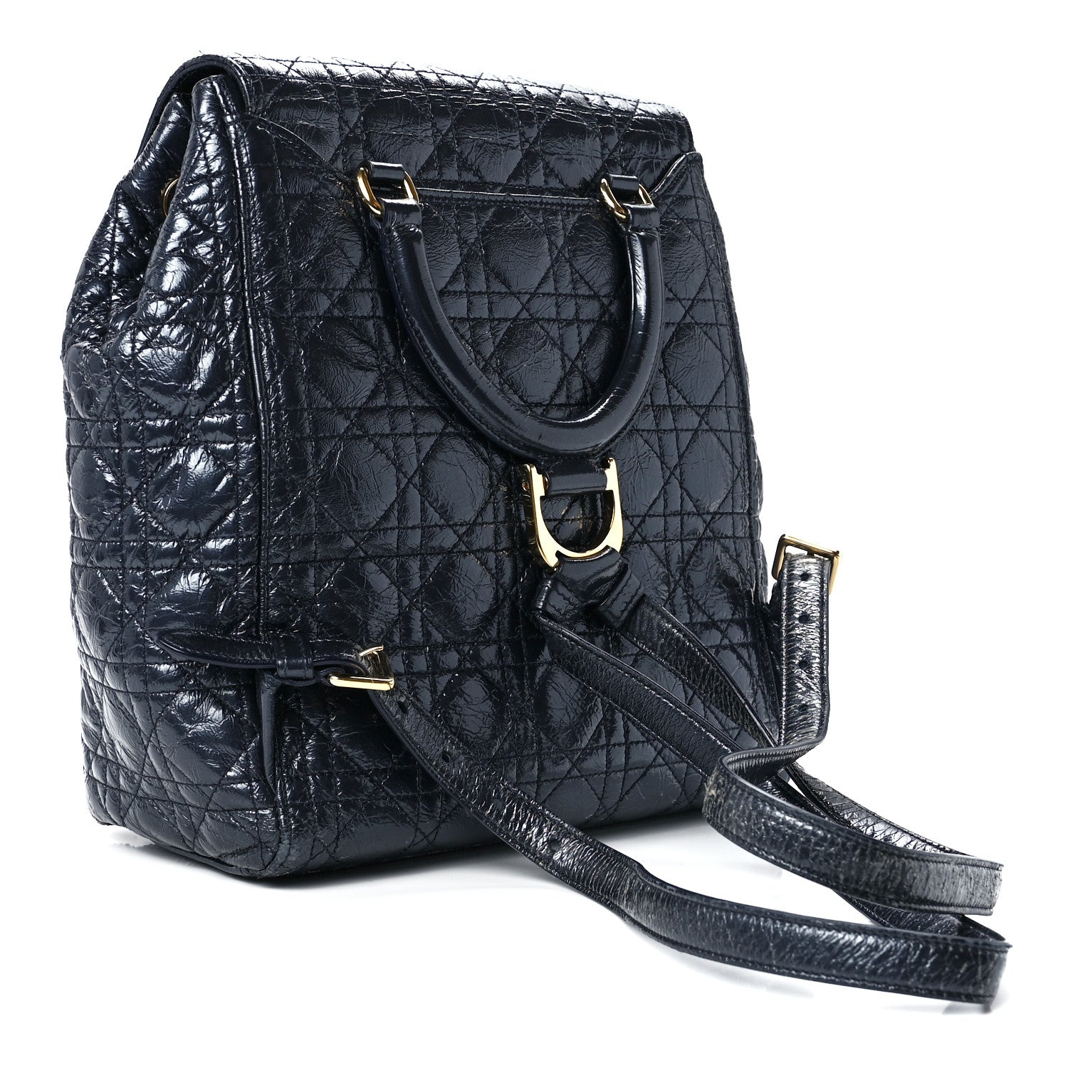 Christian Dior Ceramic Effect Deerskin Cannage Large Stardust Backpack Navy Blue 3 of 10