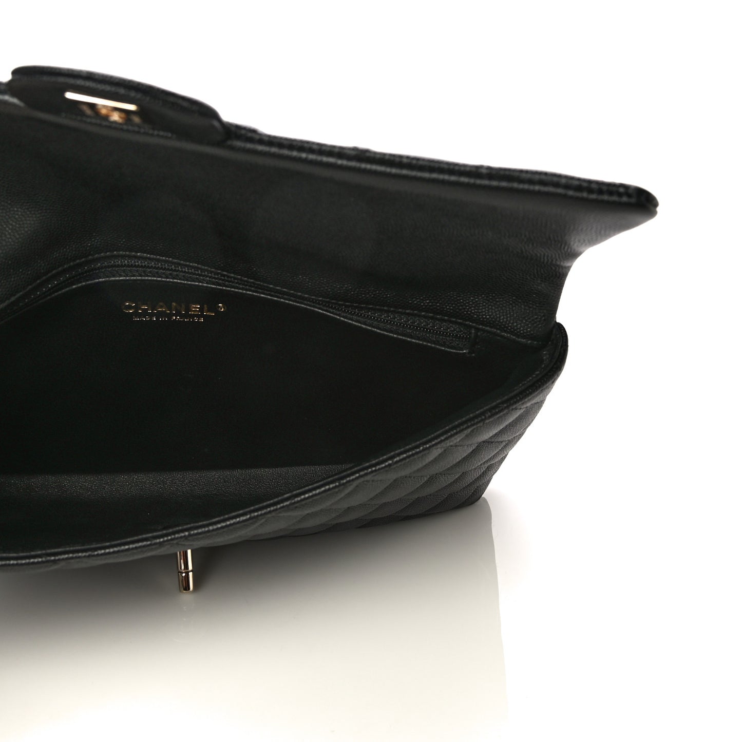 Caviar Quilted Flap Clutch Black