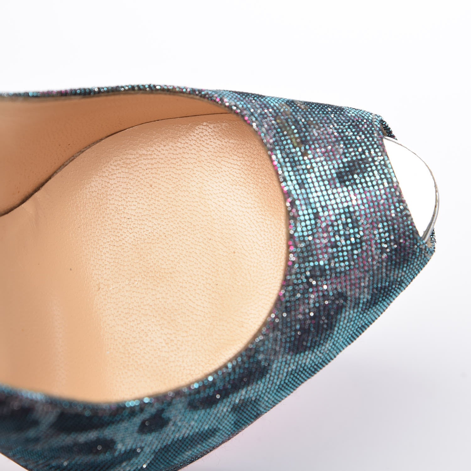 Christian Louboutin Lame Leopard Highness 160 Pumps 35.5 Turquoise Violet 12 of 14