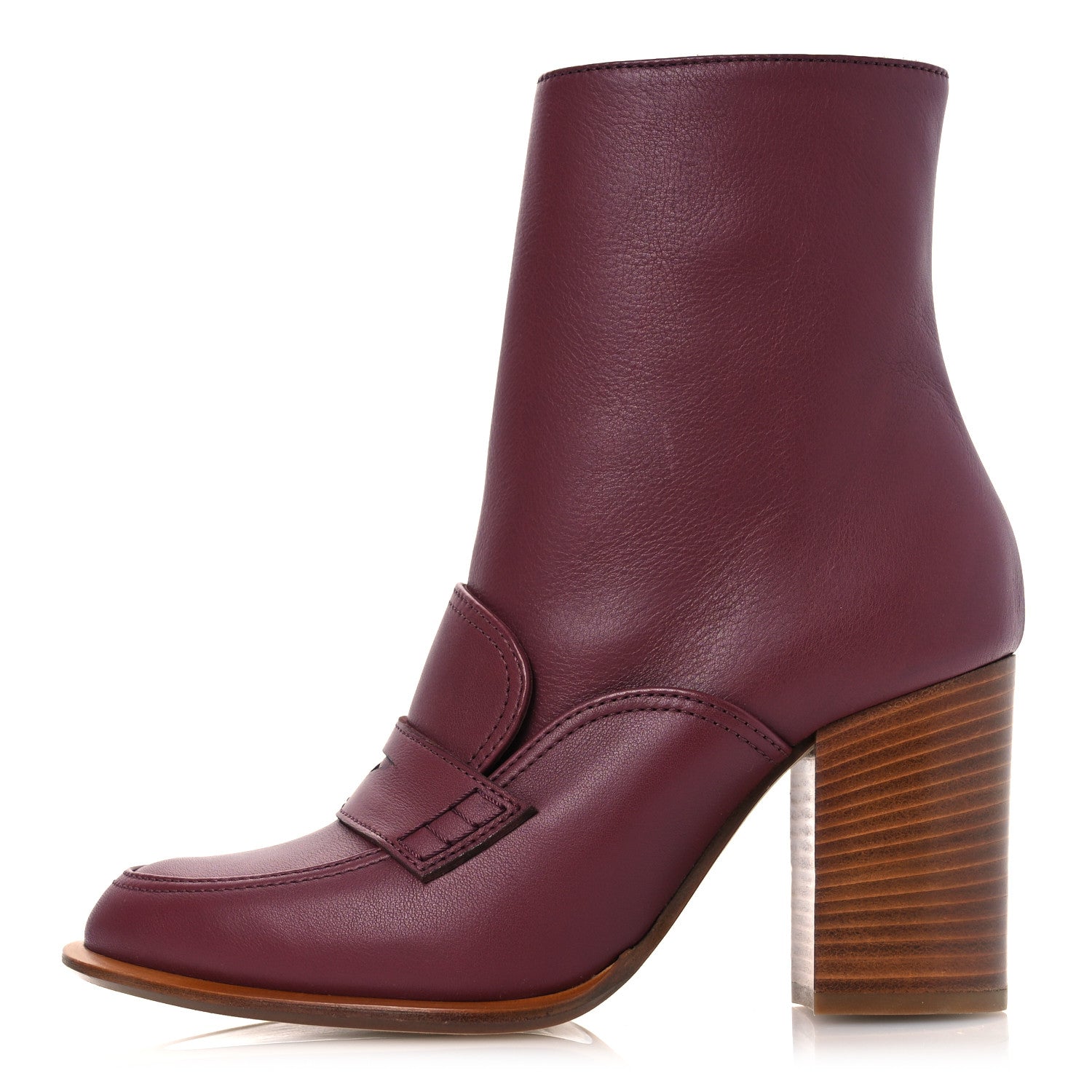 Loewe Calfskin Loafer Ankle Boots 38 Burgundy 1 of 11