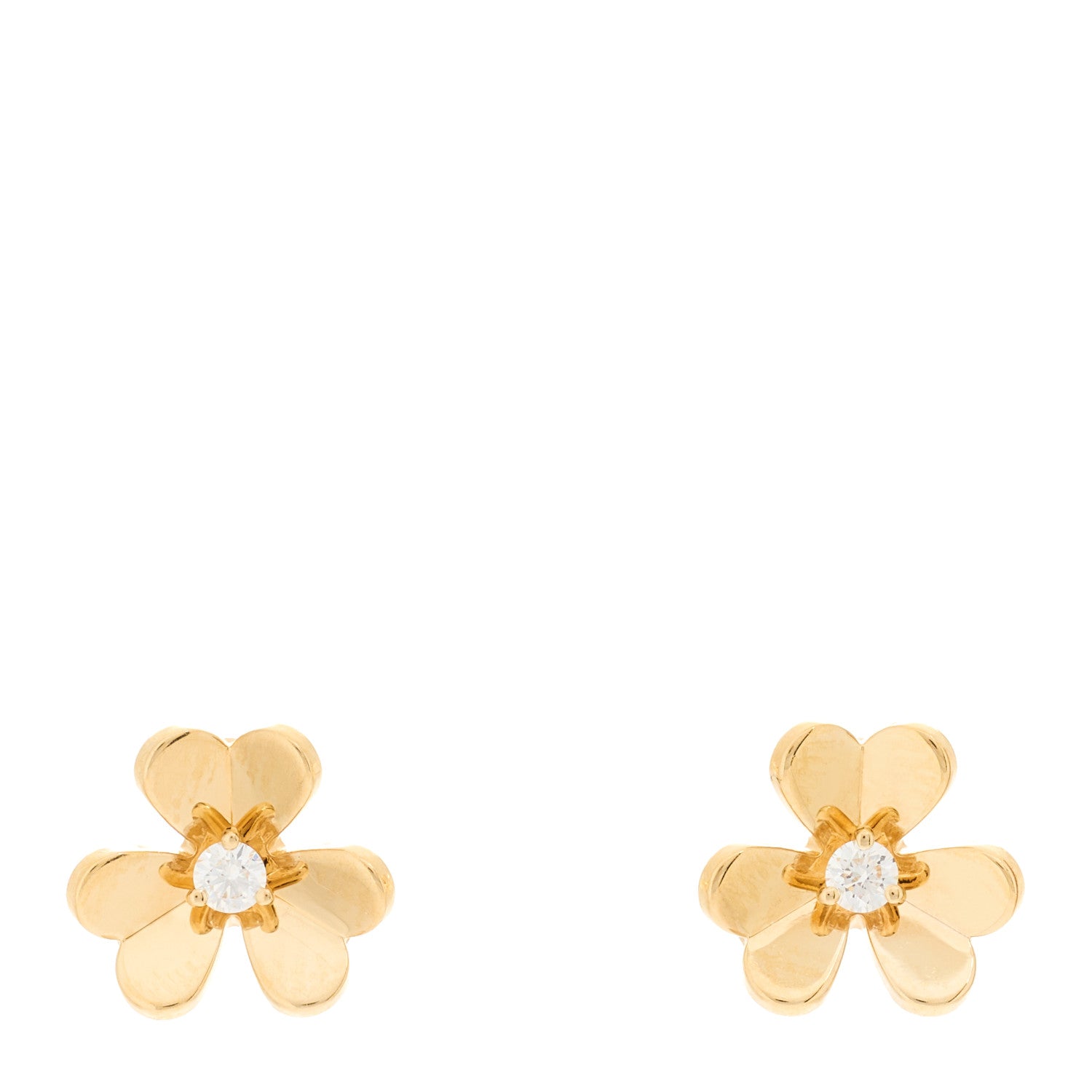 Van Cleef & Arpels 18K Yellow Gold Diamond Mini Frivole Earrings 1 of 4