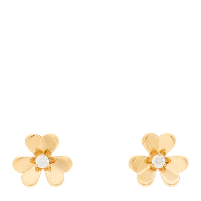 Van Cleef & Arpels 18K Yellow Gold Diamond Mini Frivole Earrings 1 of 4