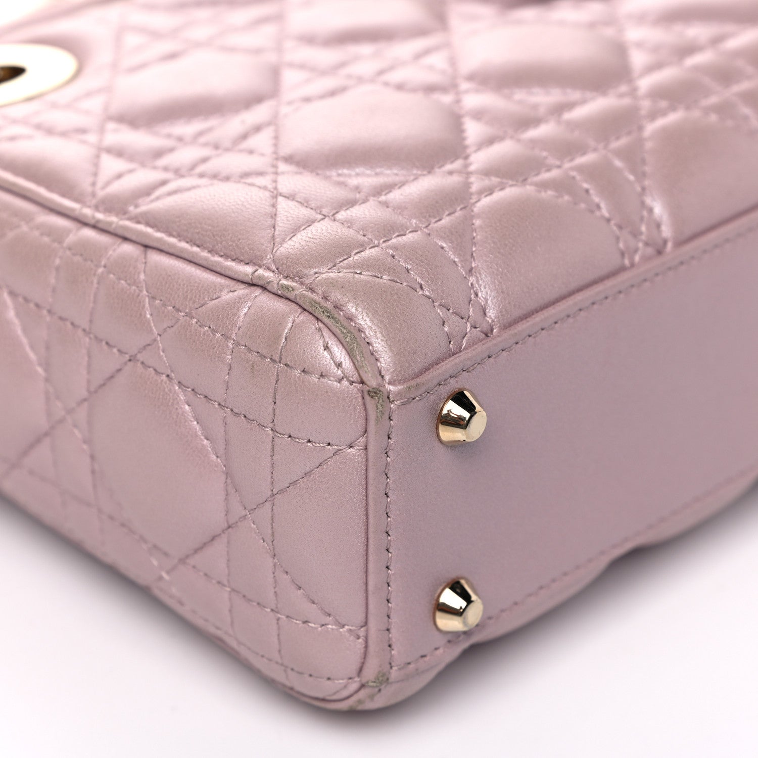 Christian Dior Metallic Lambskin Cannage Mini Lady Dior Lotus 9 of 20
