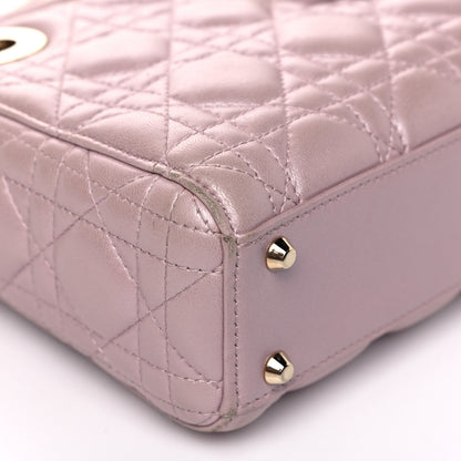 Christian Dior Metallic Lambskin Cannage Mini Lady Dior Lotus 9 of 20