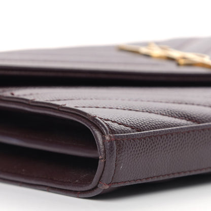 Saint Laurent Grain De Poudre Matelasse Chevron Monogram Chain Wallet Palissandre 9 of 15