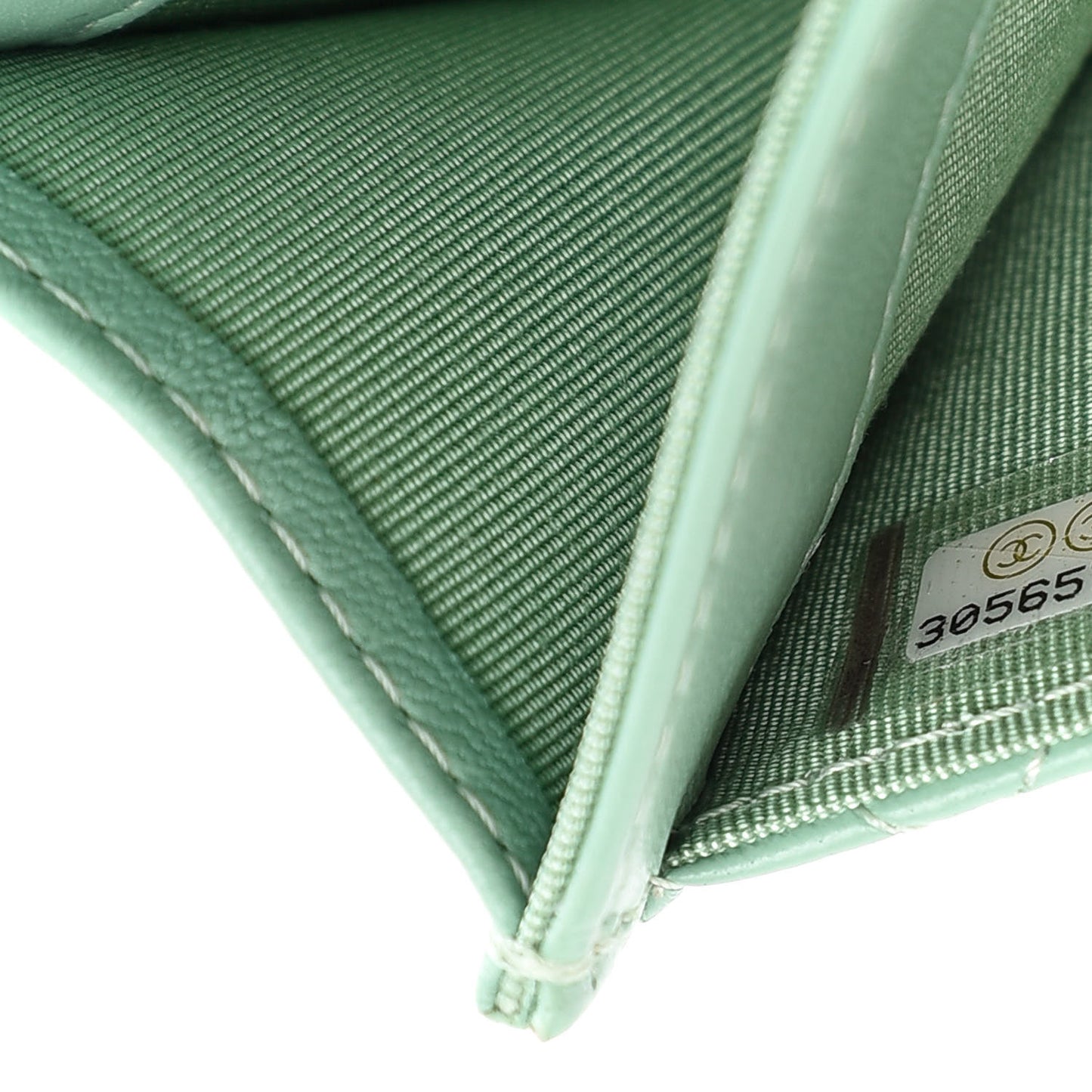 Lambskin Quilted Flap Card Holder Wallet Green