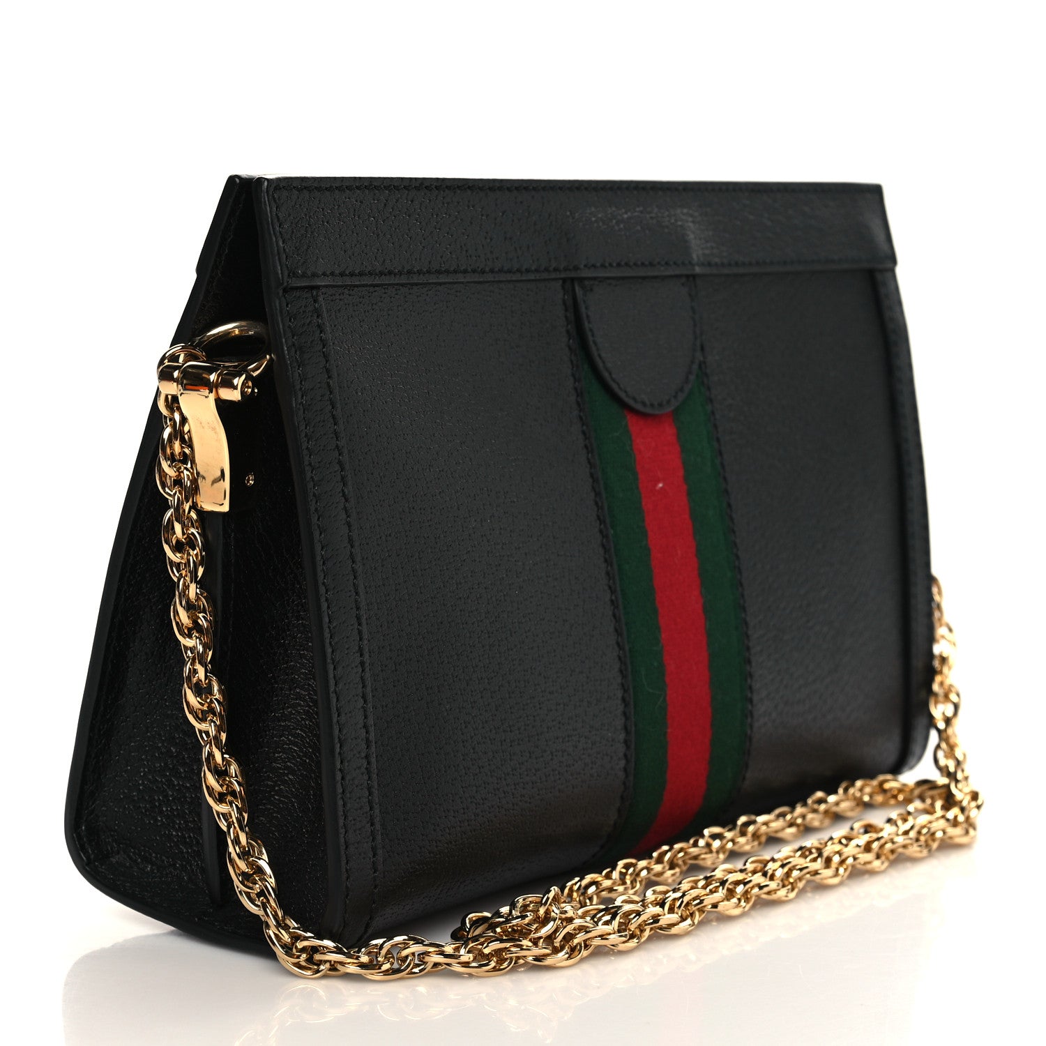 Gucci Calfskin GG Web Small Ophidia Chain Shoulder Bag Black 3 of 7