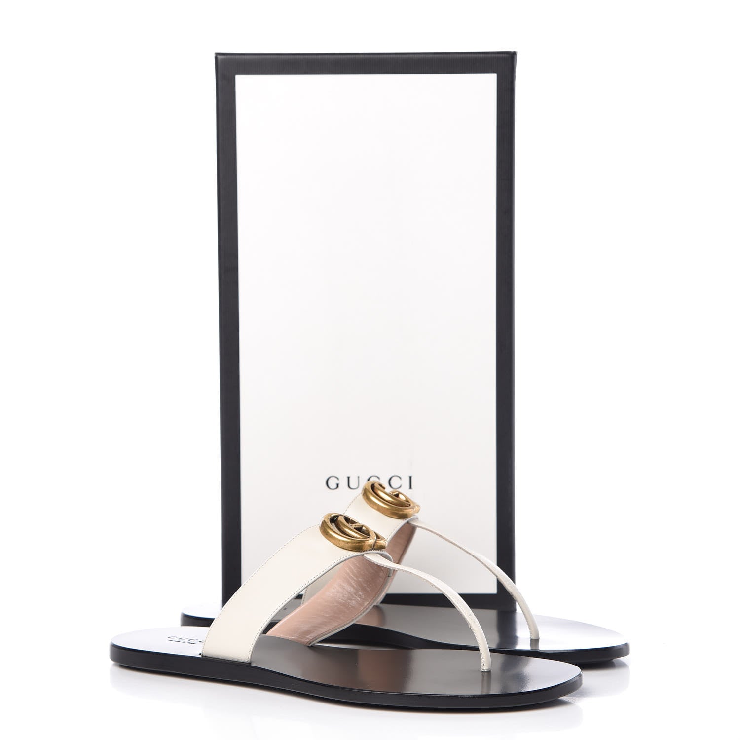 Gucci Calfskin GG Marmont Thong Sandals 38.5 Mystic White 8 of 8