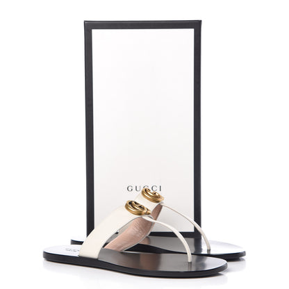 Gucci Calfskin GG Marmont Thong Sandals 38.5 Mystic White 8 of 8