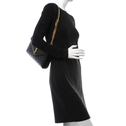 Saint Laurent Grain De Poudre Textured Mixed Matelasse Triquilt Medium Monogram Satchel Black 2 of 6