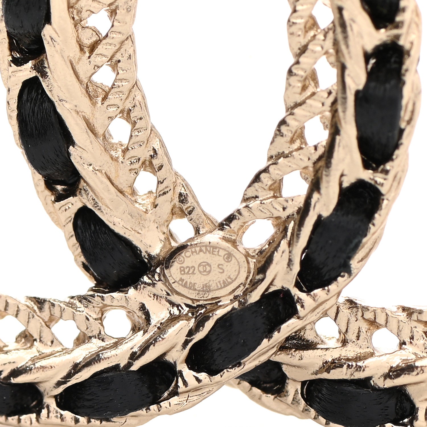 Chanel Lambskin Chain CC Brooch Black Gold 4 of 5