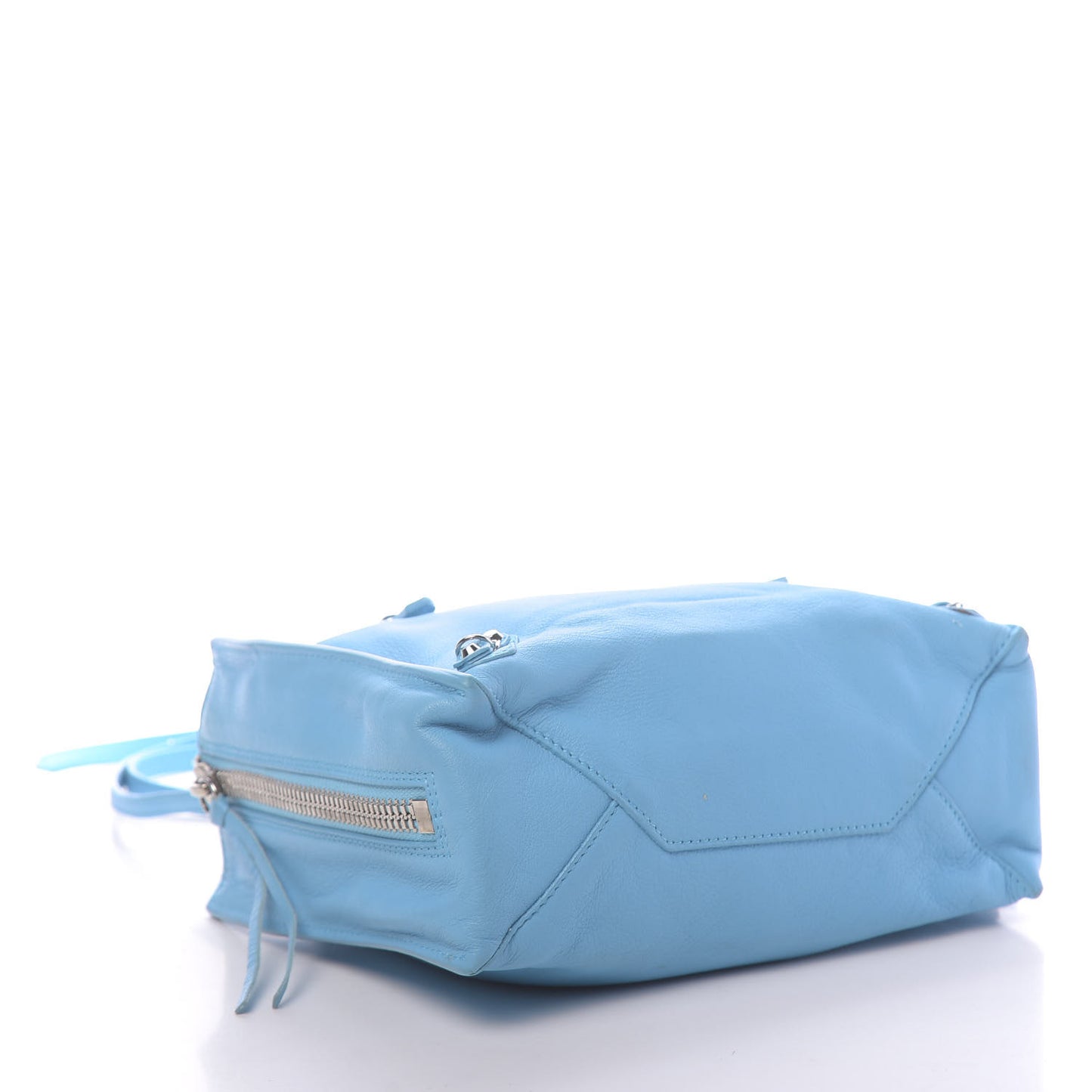 Supple Calfskin Papier Mini A4 Zip Around Tote Bleu Azur Clair