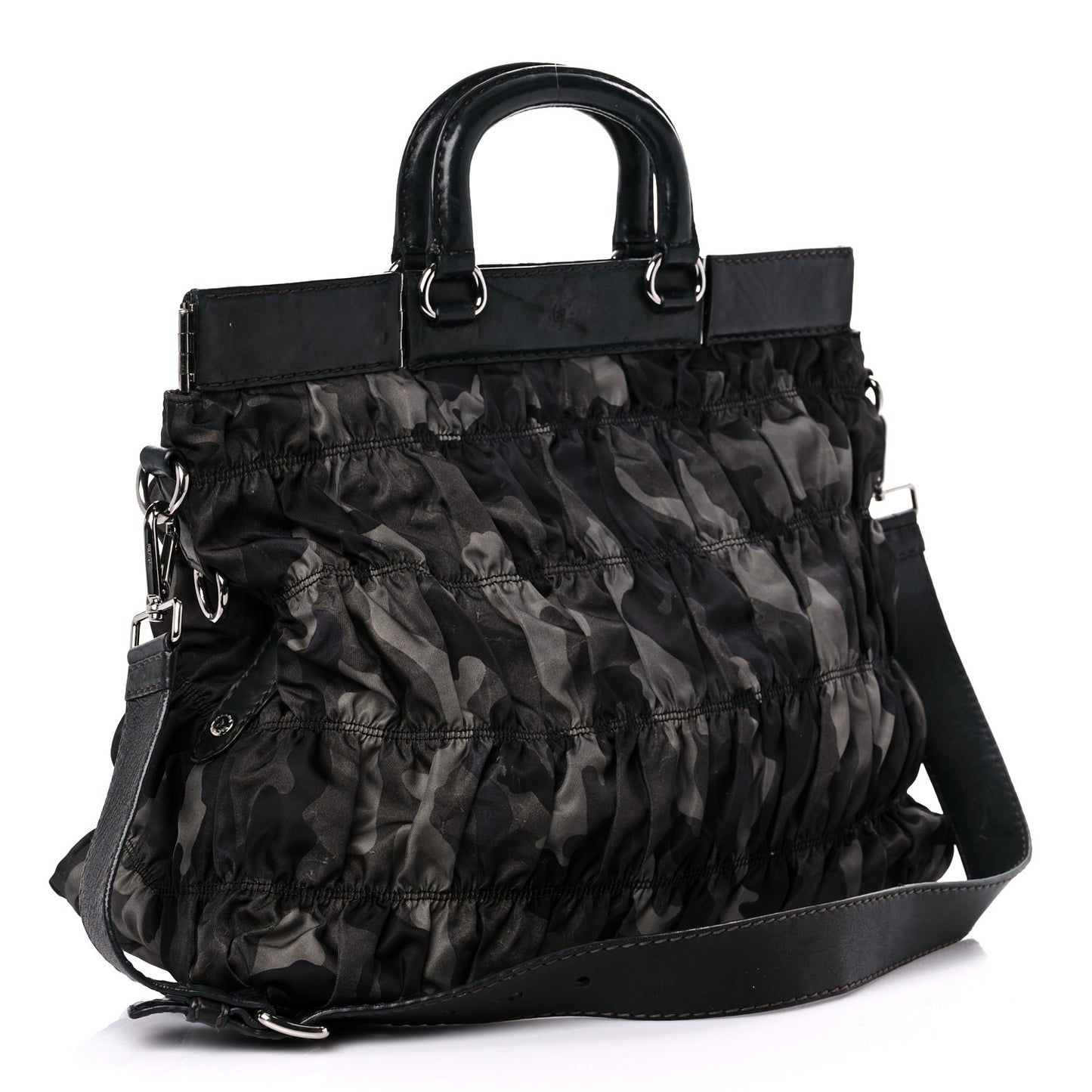 Tessuto Nylon Gaufre Camouflage Tote Fumo