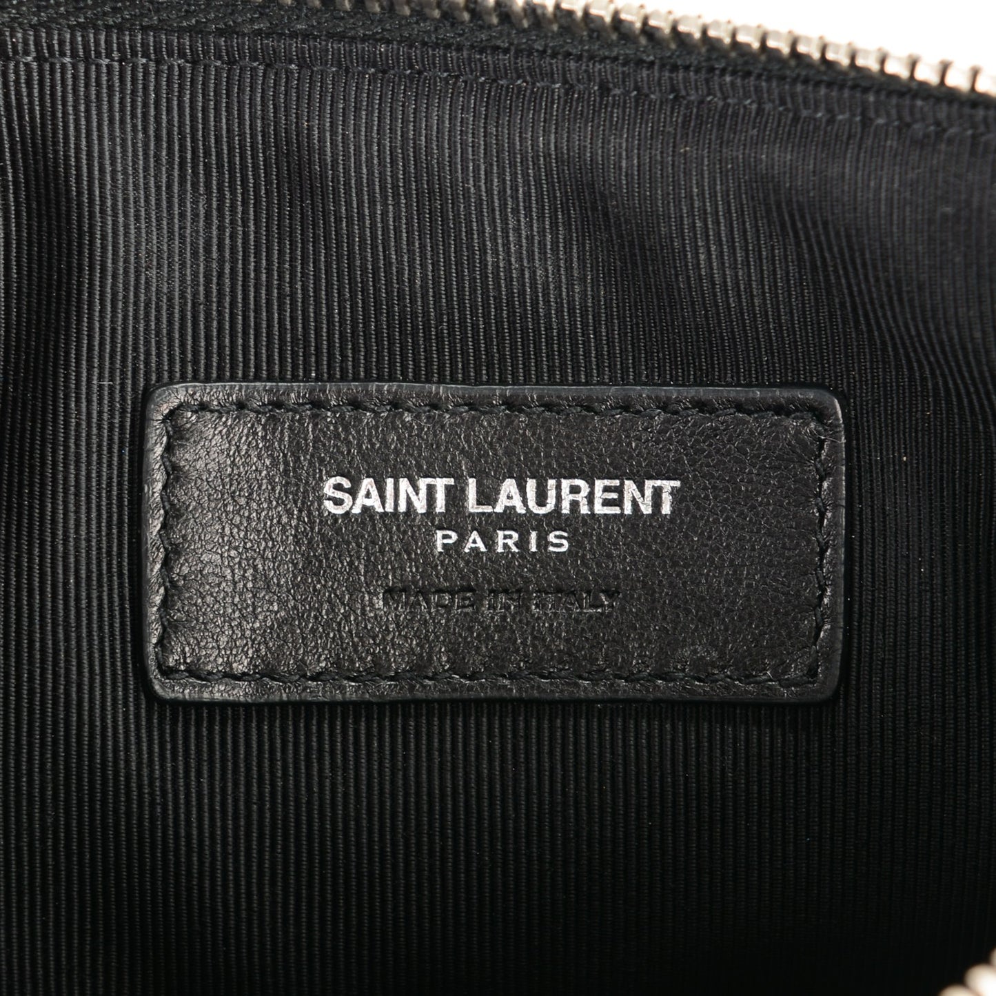 Calfskin Crocodile Embossed Monogram Zip Pouch Black