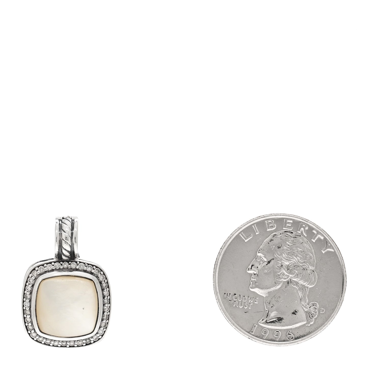 Sterling Silver Diamond Mother of Pearl 11mm Albion Enhancer Pendant