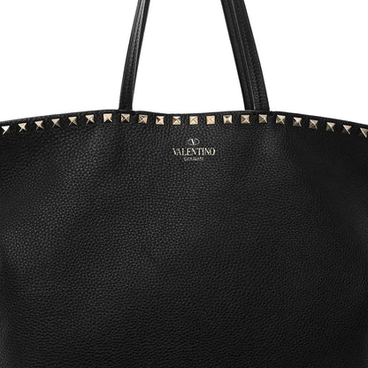 Valentino Garavani Grained Calfskin Rockstud Shoulder Tote Black 7 of 12