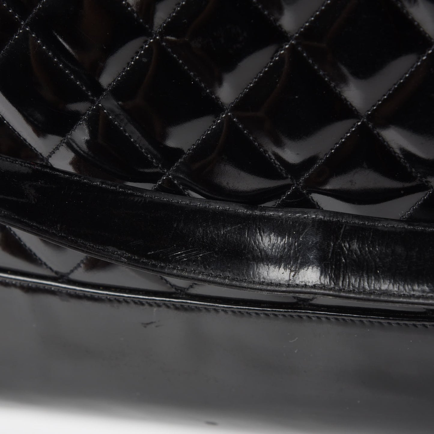 Patent Quilted Shoulder Bag Black