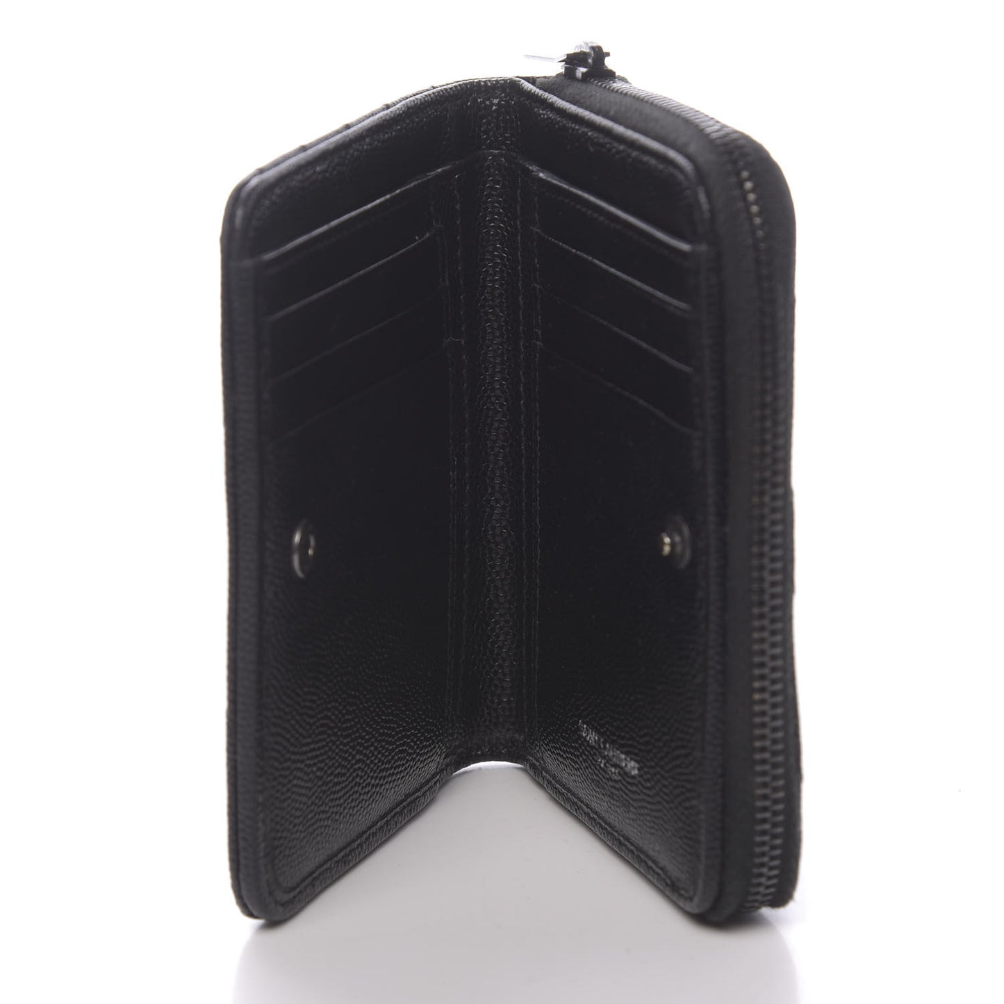 Grain De Poudre Matelasse Chevron Monogram Compact Zip Around Wallet Black