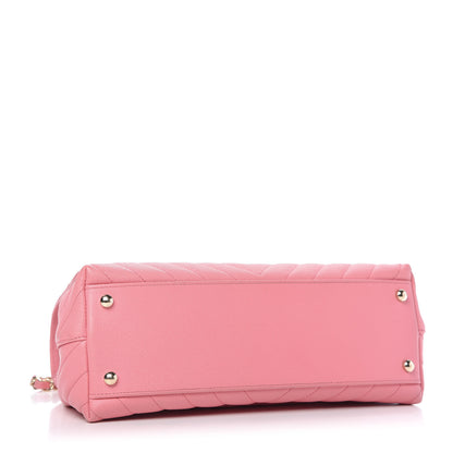 Chanel Caviar Chevron Quilted Small Coco Handle Flap Pink 4 of 9
