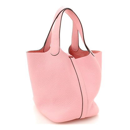 Hermes Taurillon Clemence Picotin Lock 18 PM Rose Sakura 3 of 10
