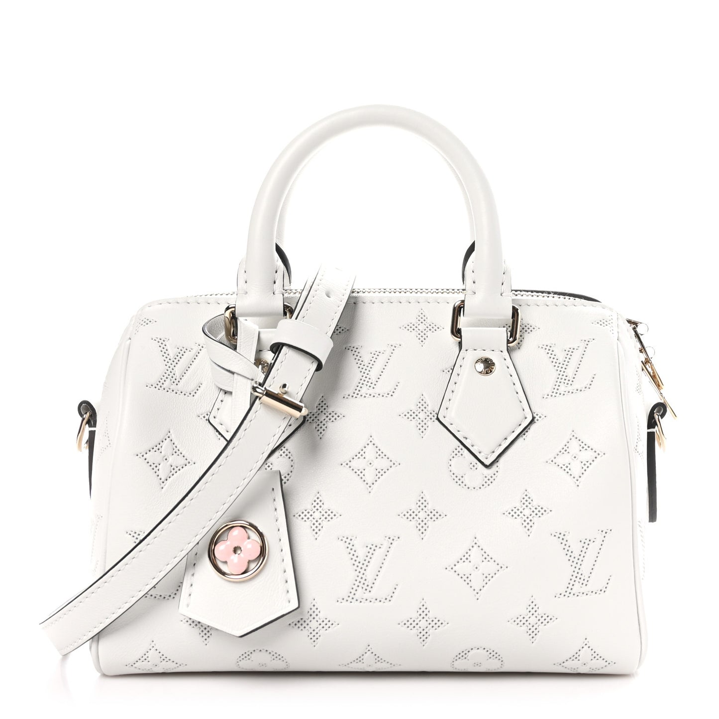 Monogram Embossed Calfskin Speedy Bandouliere 20 White Blanc