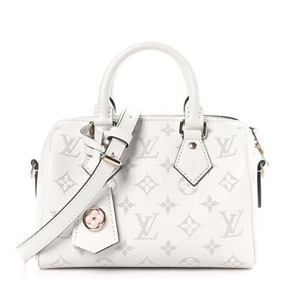 Louis Vuitton Monogram Embossed Calfskin Speedy Bandouliere 20 White Blanc 1 of 9