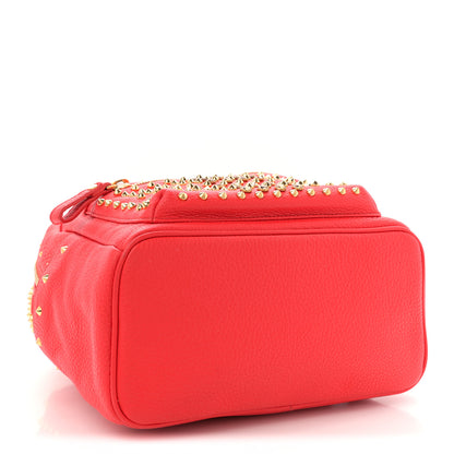 MCM Grainy Lambskin Crystal Studded Small Stark Backpack Red 4 of 10
