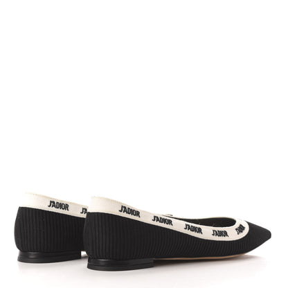 Christian Dior Fabric Ribbon Embroidered J'Adior Ballet Flats 36.5 Black 4 of 9
