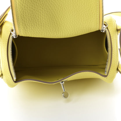 Hermes Taurillon Clemence Mini Lindy 20 Lime 4 of 10