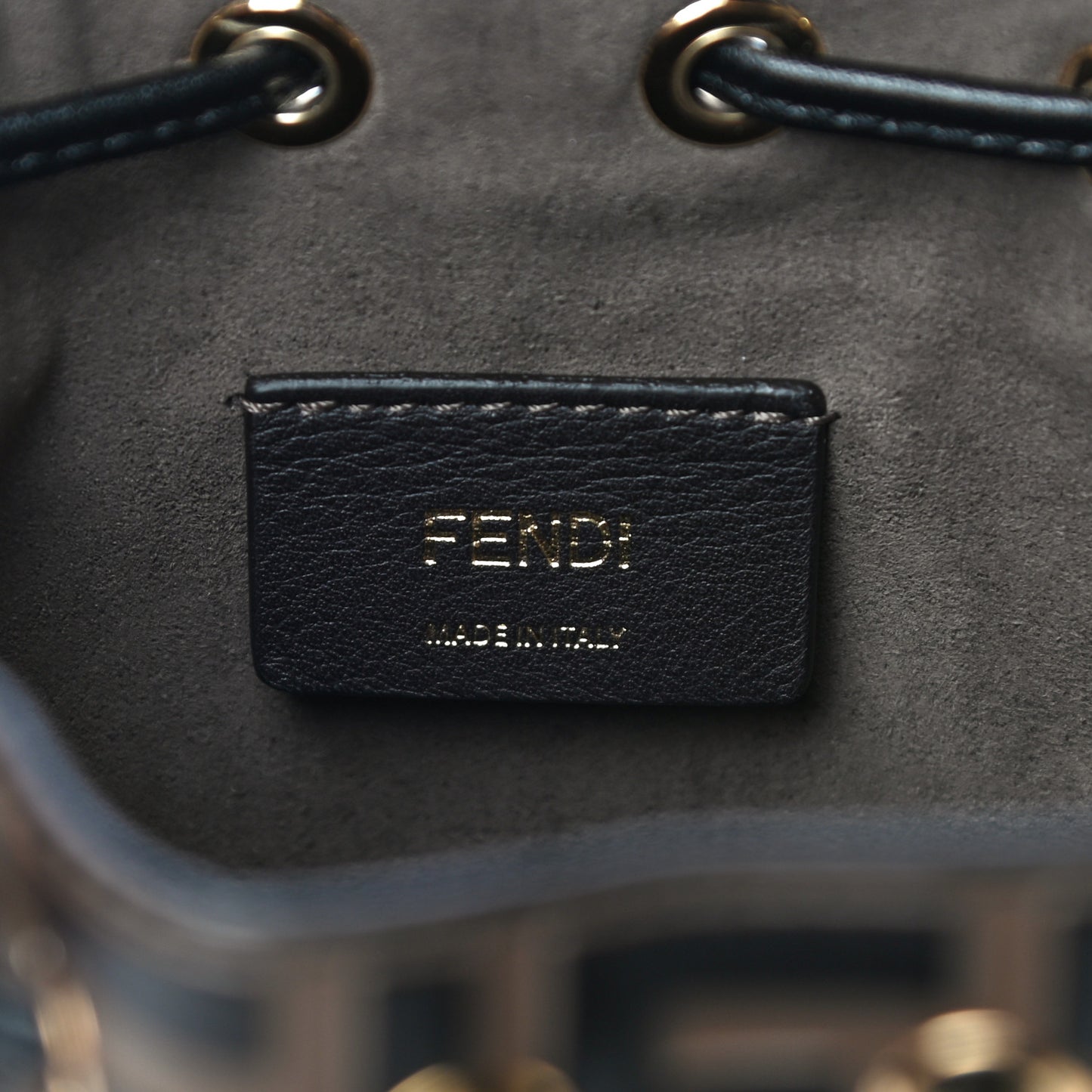 Vitello Liberty F is Fendi Bi-Color FF 1974 Embossed Mini Mon Tresor Bucket Bag Maya Black