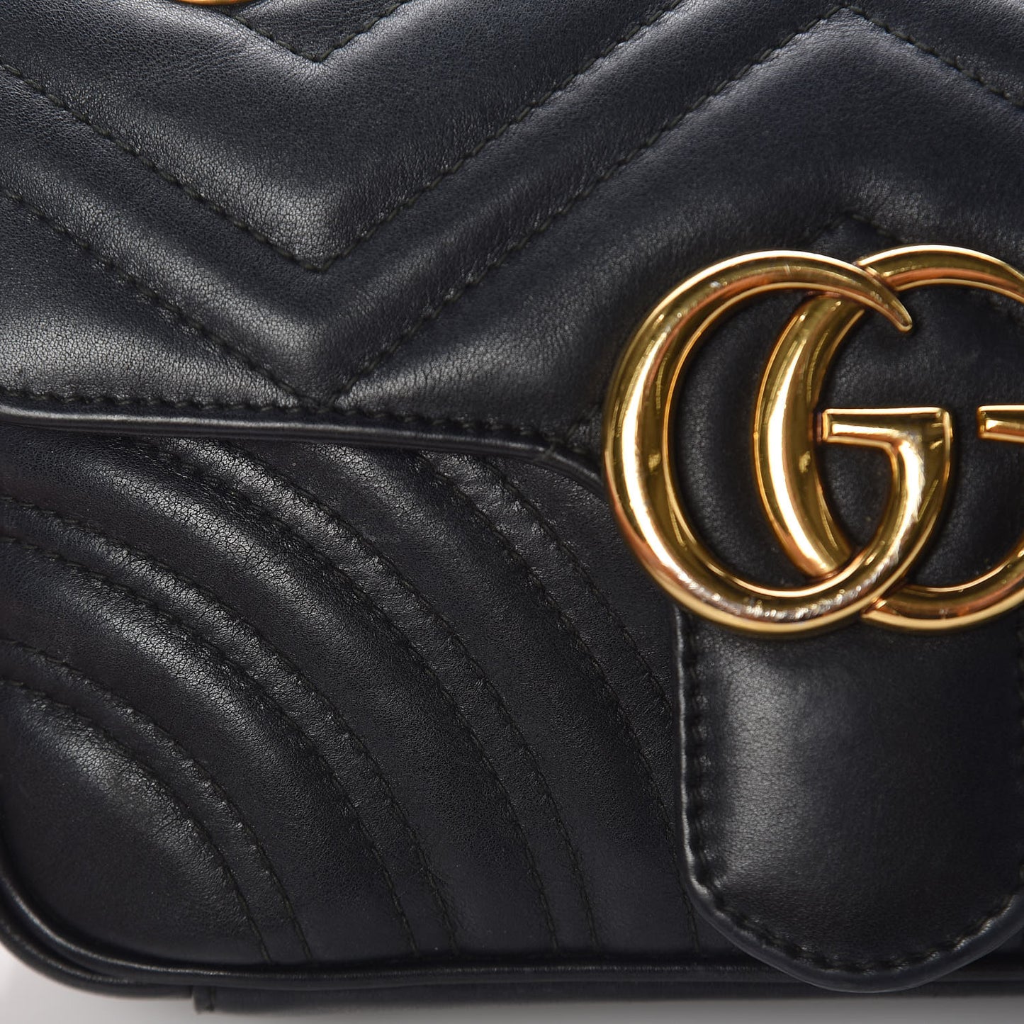 Calfskin Matelasse Mini GG Marmont Shoulder Bag Black