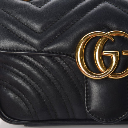 Gucci Calfskin Matelasse Mini GG Marmont Shoulder Bag Black 13 of 15