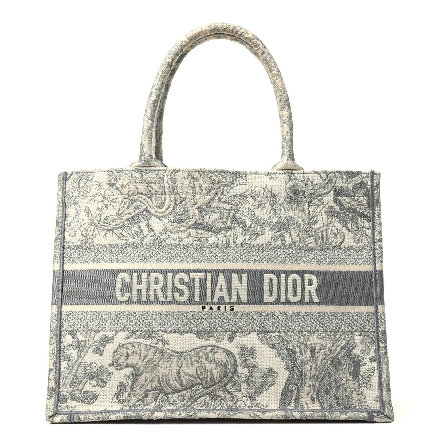 Canvas Embroidered Medium Dioriviera Toile De Jouy Book Tote Gray