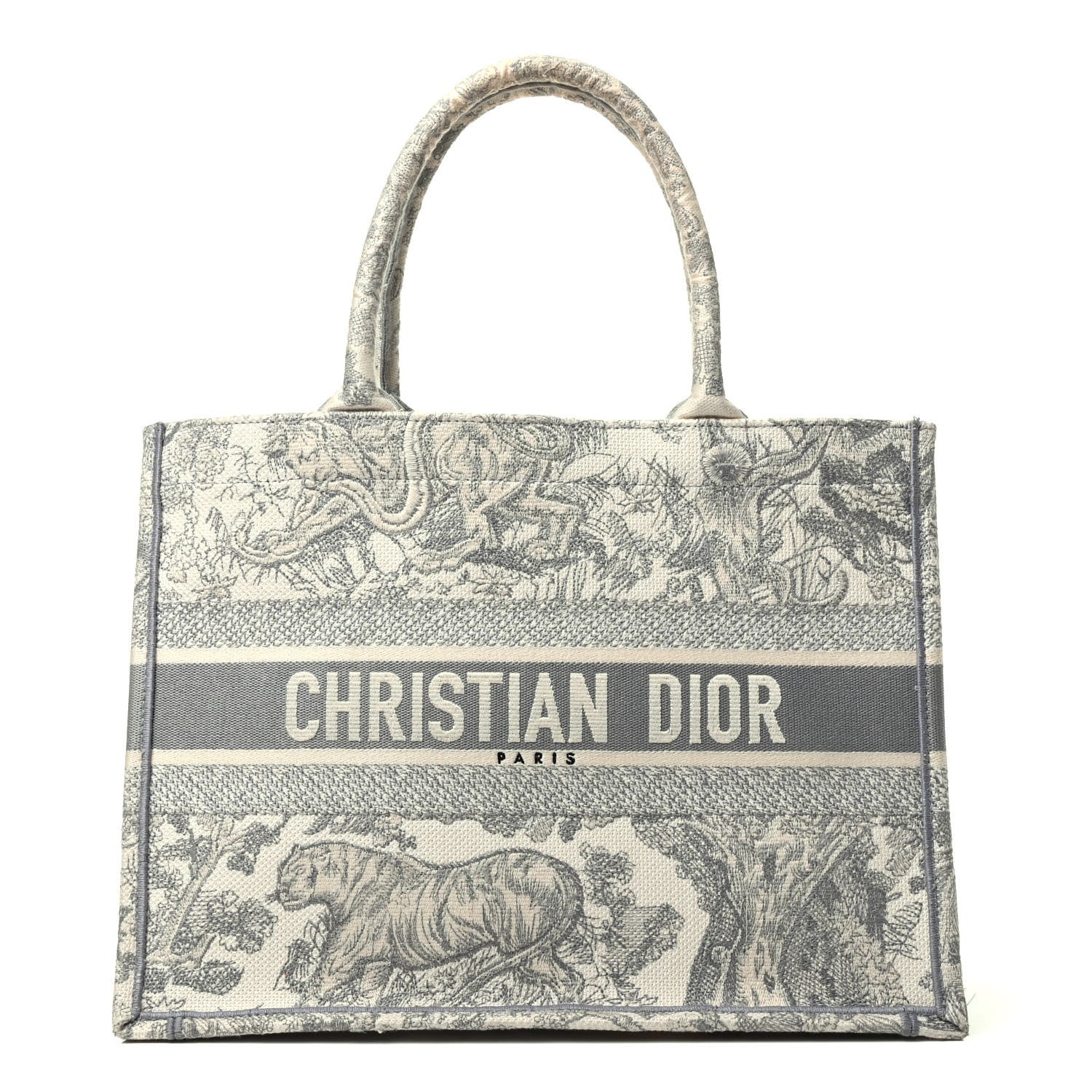 Christian Dior Canvas Embroidered Medium Dioriviera Toile De Jouy Book Tote Gray 1 of 8