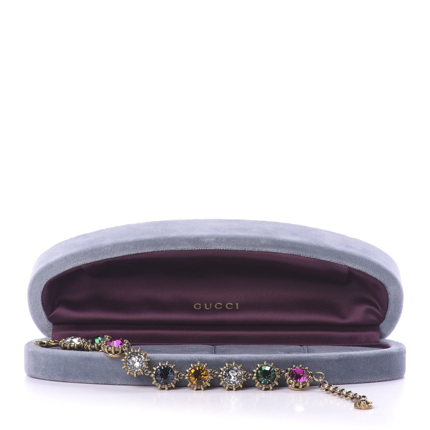 Crystal Metal Feline Bracelet Aged Gold Multicolor