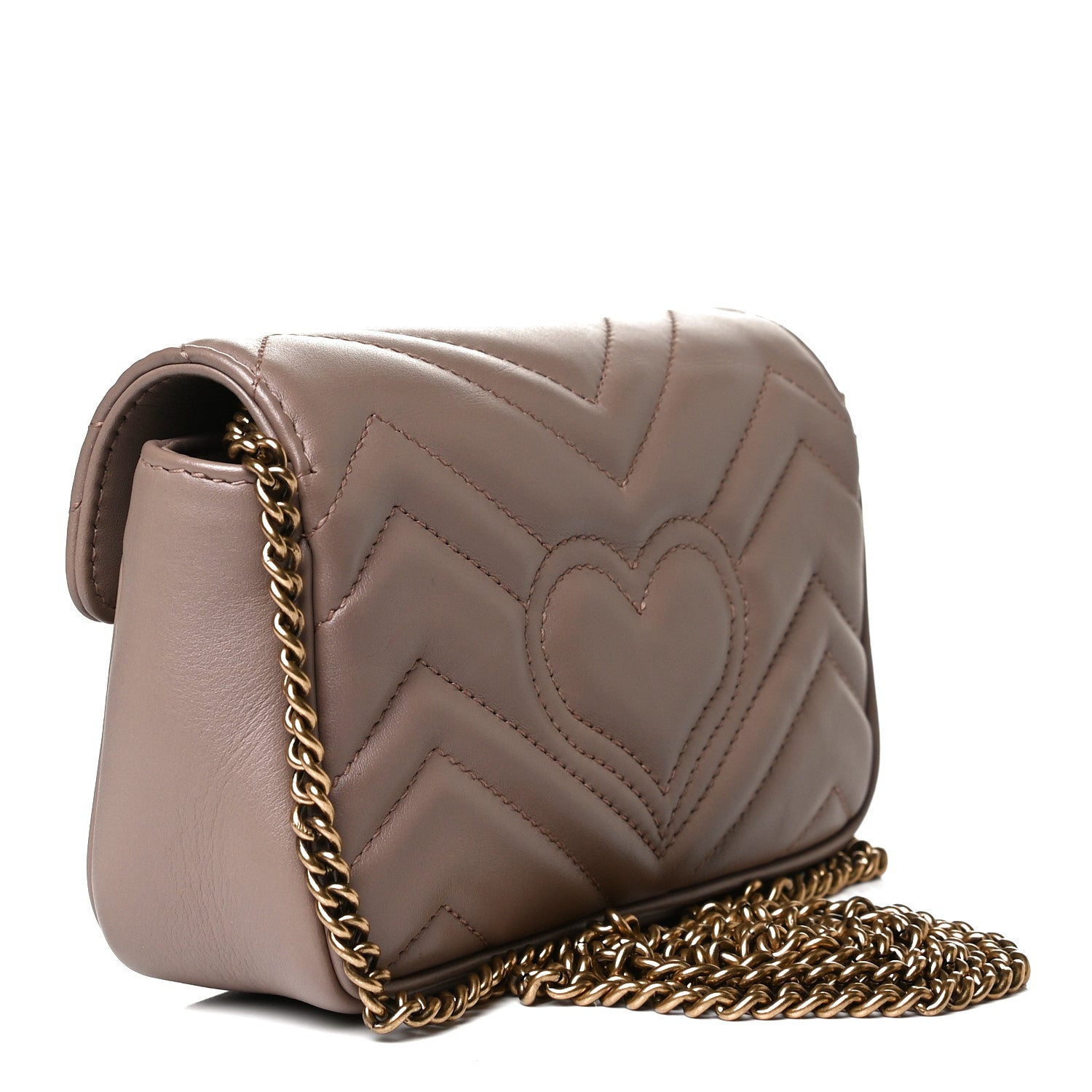 Gucci Calfskin Matelasse Super Mini GG Marmont Shoulder Bag Porcelain Rose 4 of 23