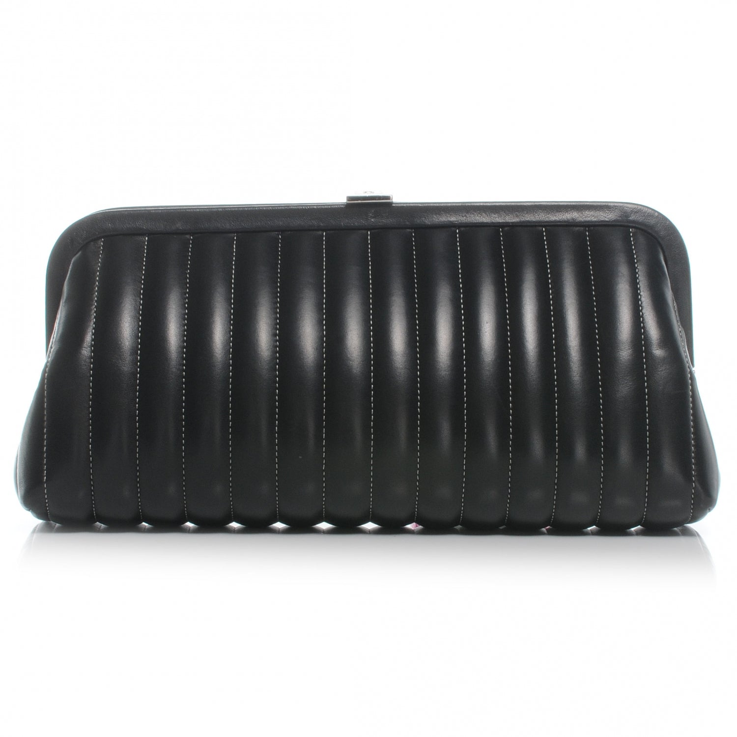 Chanel Lambskin Vertical Quilted Mademoiselle Clutch Black 1 of 7