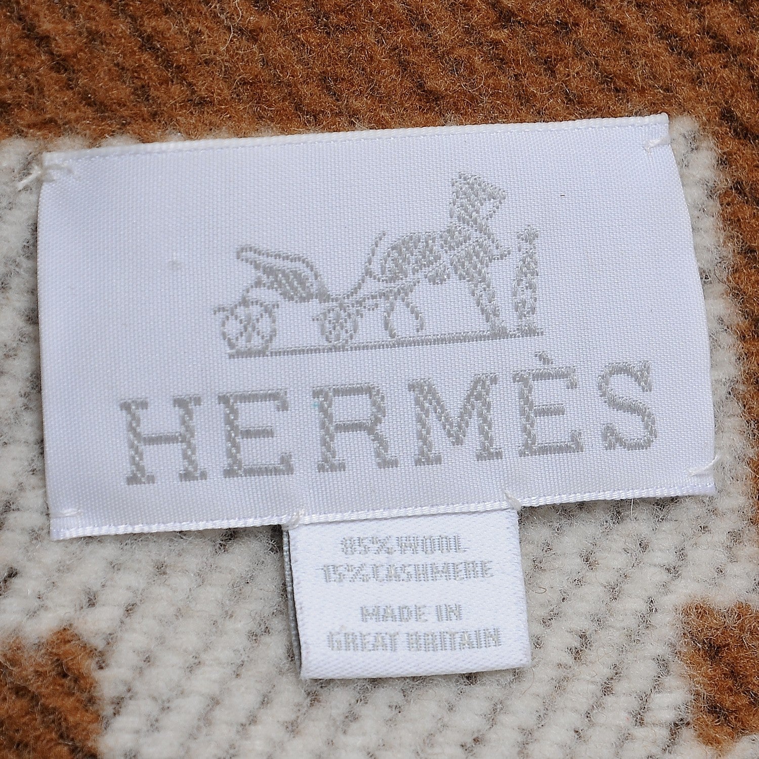 Hermes Wool Cashmere New Classic Avalon Blanket Ecru Camel 4 of 4