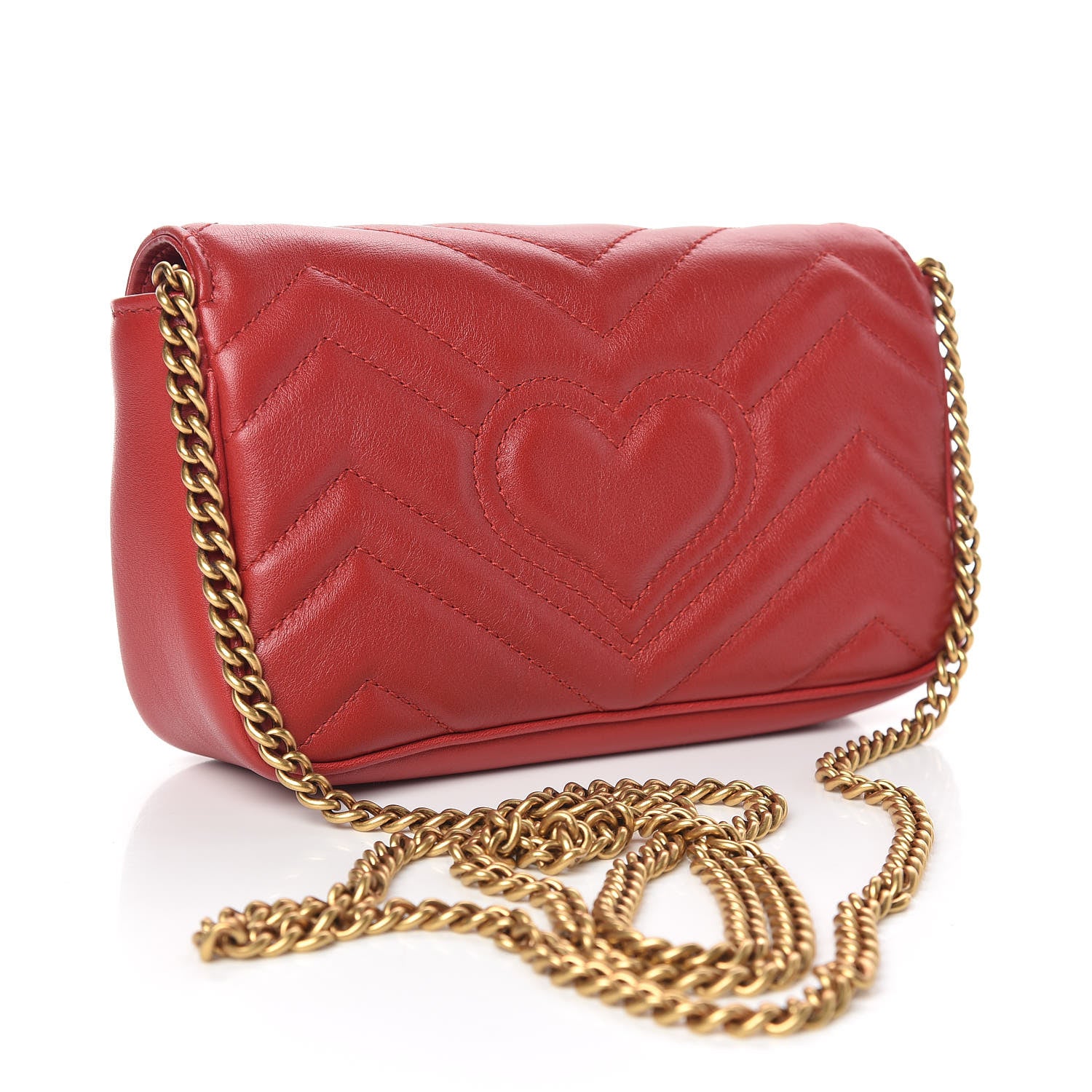 Gucci Calfskin Matelasse Super Mini GG Marmont Shoulder Bag Hibiscus Red 3 of 11