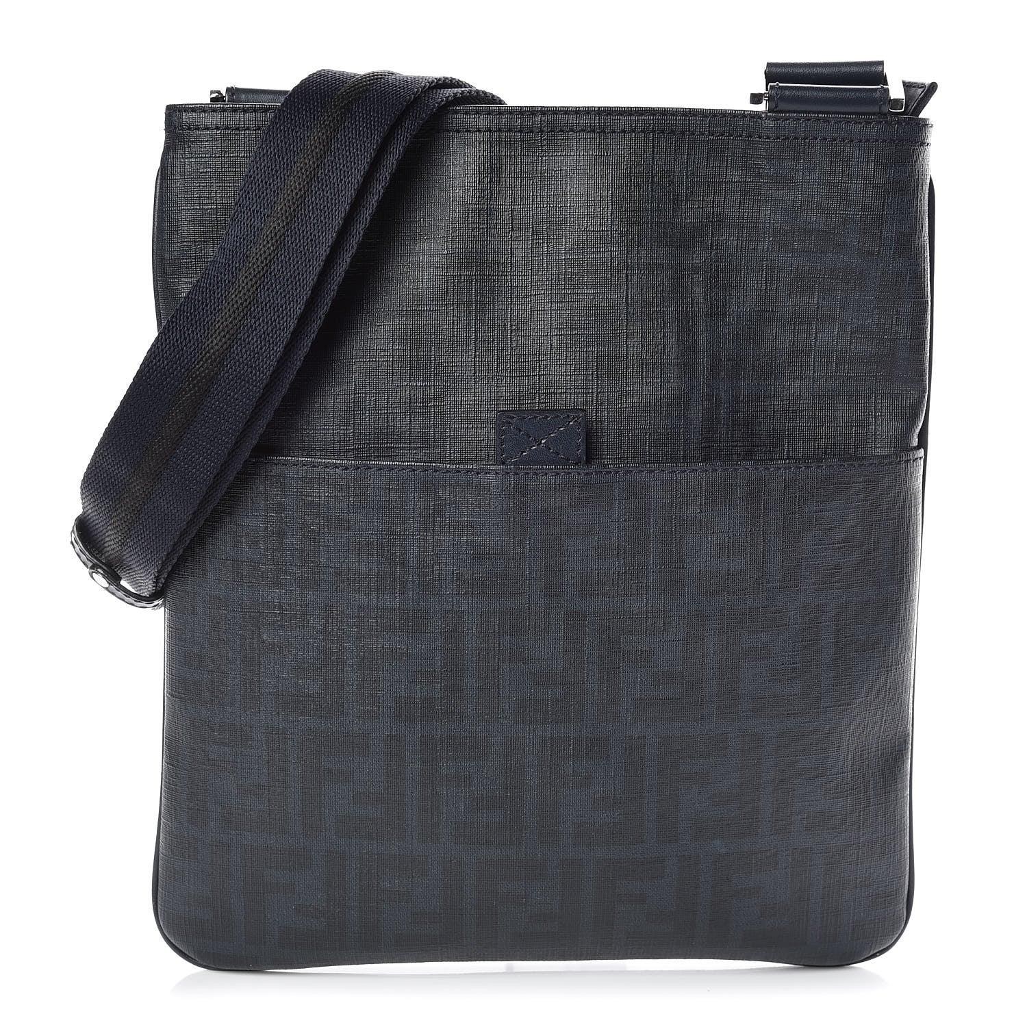 Fendi Zucca Spalmati Messenger Bag Navy 1 of 9
