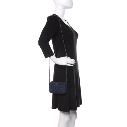 Chanel Calfskin Quilted Small Boy Clutch With Chain Navy 2 of 14