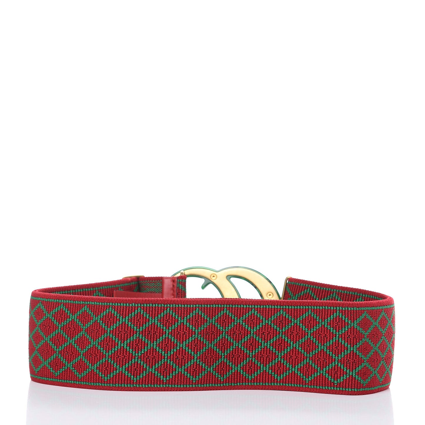 Diamante Elastic Plexiglass GG Marmont Belt 95 38 Red Green